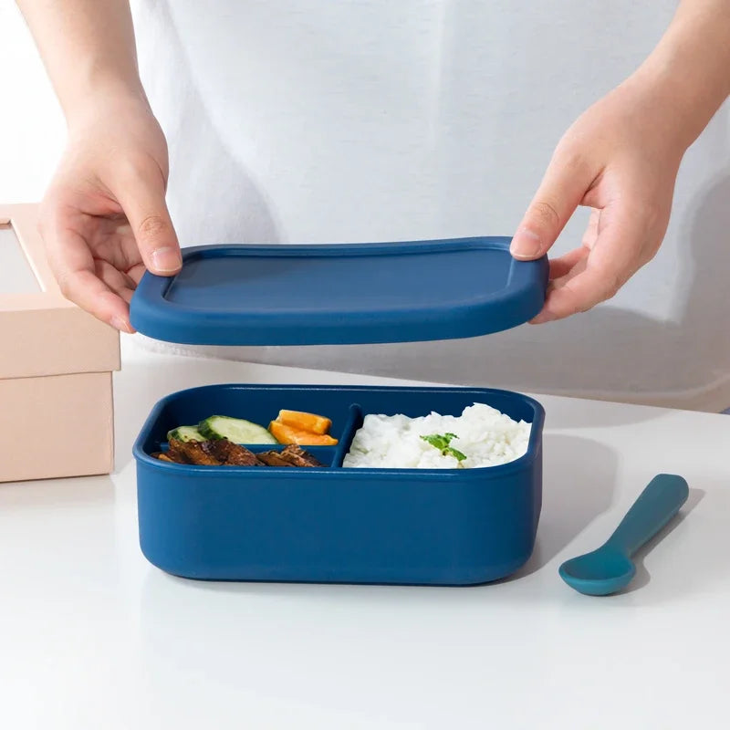 Silicone Dinner Plate Solid Food Container Storage Container For Cereals Keep Fresh Snack Box Lunch Box With Lid For Children