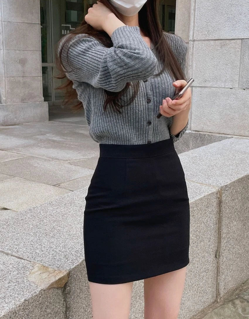 Midi Womens Skirt Suit with Skirts for Women Tight Wrap Grey Formal Office Vintage New In Premium Y2k Aesthetic Luxury Clothing