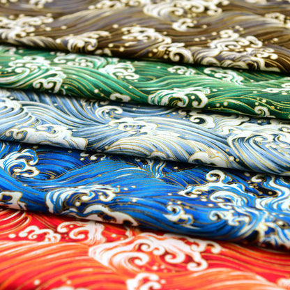 Cotton Bronzing Printing Fabric Handmade DIY Clothing Luggage Sachet Cotton Cloth Cotton Fabric Qinghai Smoke Wave, 145x50cm