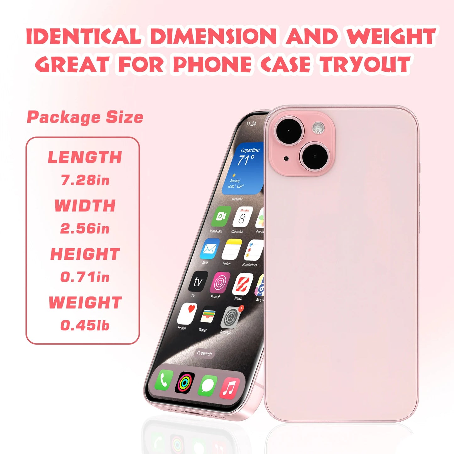 Dummy Fake Phone Model, Looks Like The Real Phone Compatible with Phone 15 Pink, for Cell Phone Store Display
