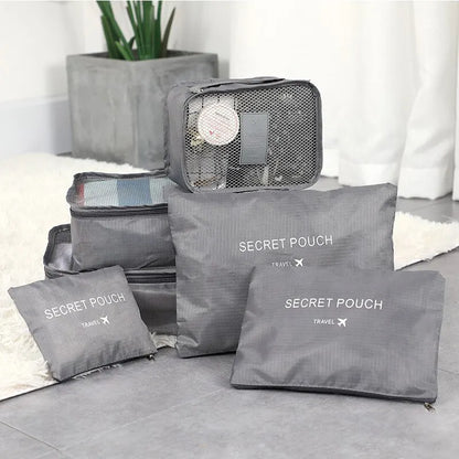 6 Pcs Travel Clothes Storage Bags Set Portable Luggage Organizer Suitcase Pouch Pouch Packing Cube For Shoes Packing Clothes