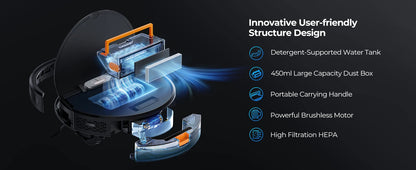 Laresar Robot Vacuums and Mop Combo 6000Pa Suction Auto Carpet Boost Self-Charging Super-Slim Robotic Vacuum Cleaner