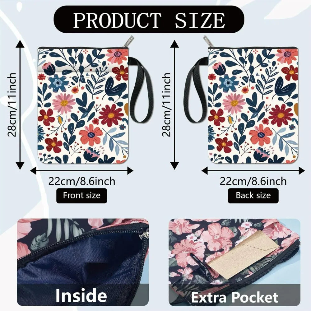 1pc Flower Book Sleeve Leaves Book Protector Plant Book Covers for Paperbacks Washable Fabric Cloth Book Cover with Zipper