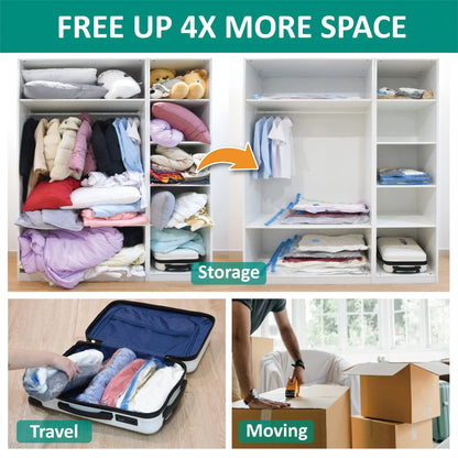 5 Pack Vacuum Storage Bags, Space Saver Bags Compression for Comforters and Blankets, Sealer Clothes Travel Packing Organizer