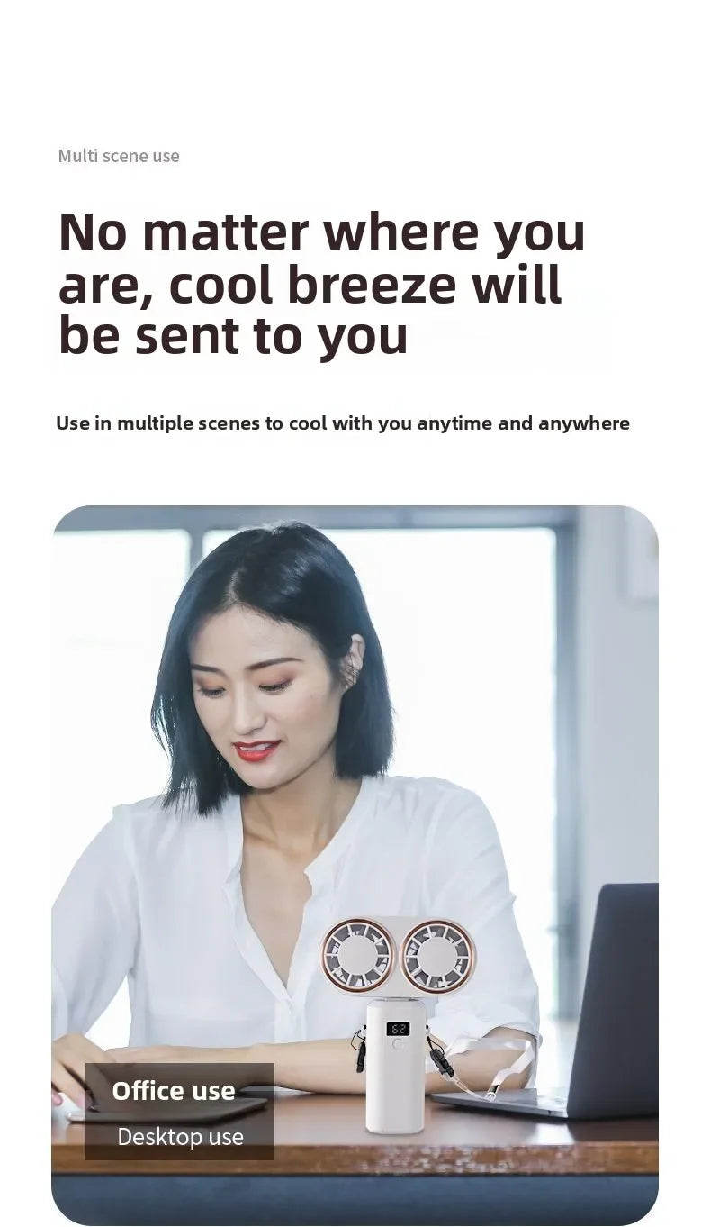 New Handheld USB Small Fan Double-headed Handheld Fan with Long Battery Life Mini Rechargeable Portable Electric Fan.