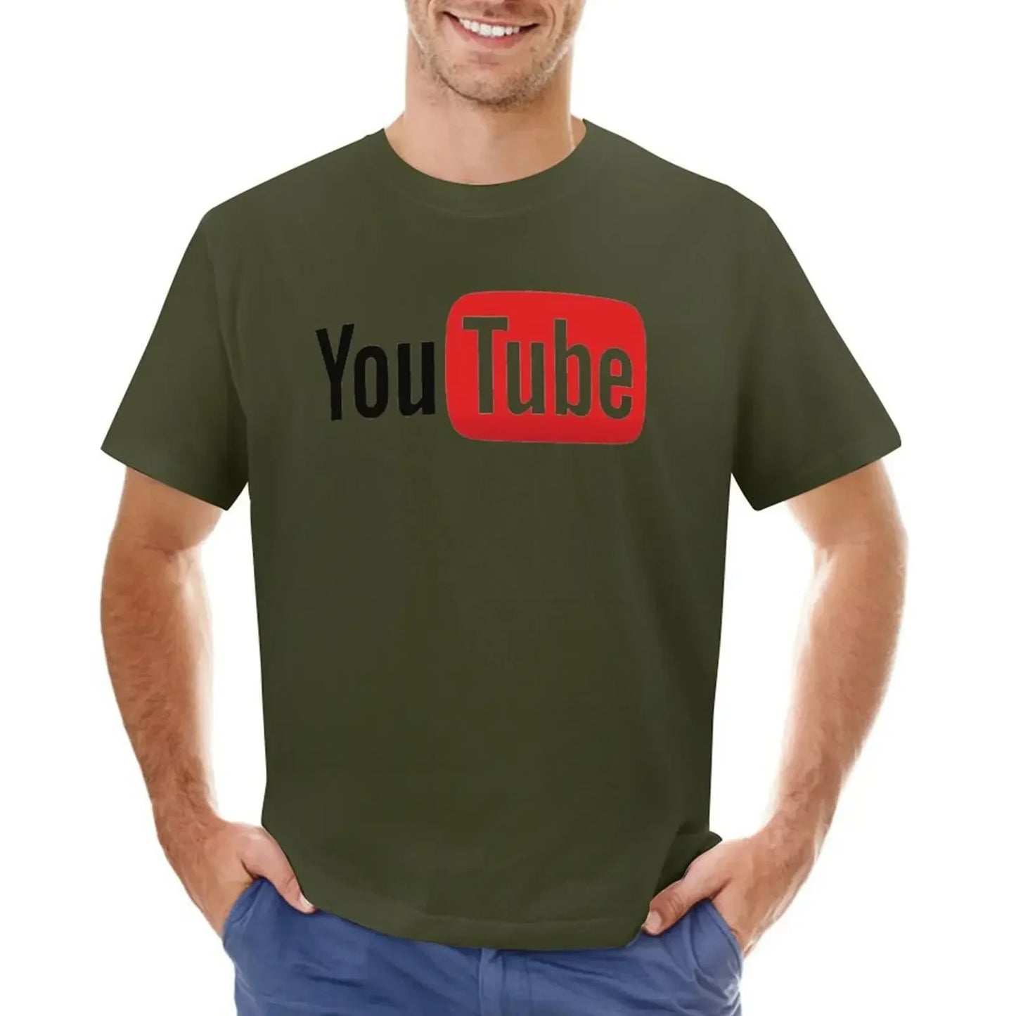 Mens T-Shirt YouTube Logo T-Shirts Fashion Video Website Summer Tees Y2K Fun Design 100% Cotton Clothes Plus Size