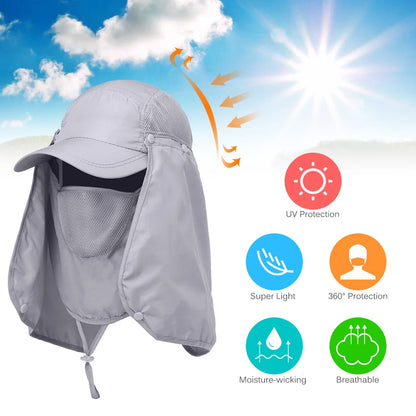 Outdoor Sport Hiking Visor Hat UV Protection Face Neck Cover Fishing Sun Protection Cap Women Men Cap