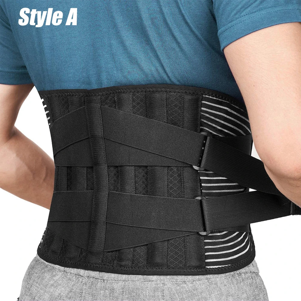 Back Brace for Men Women Lower Back Pain Relief with 6 Stays, Adjustable Back Support Belt for Work, Anti-skid Lumbar Support