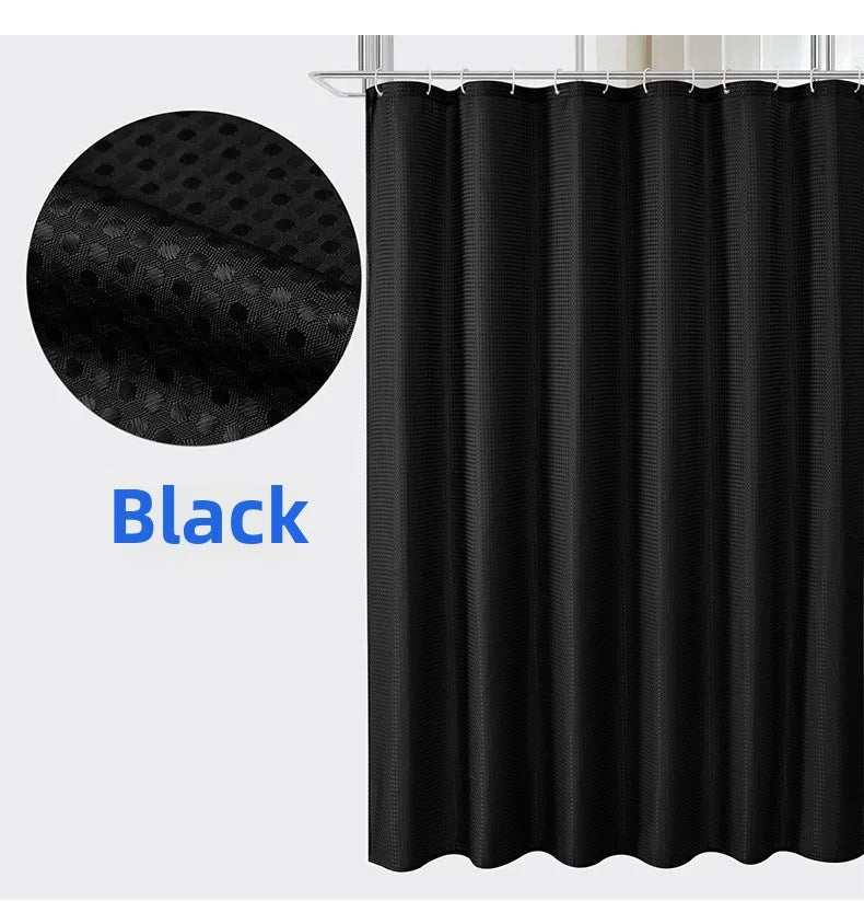 Plain Waffle Waterproof and Mildew-proof Polyester Shower Curtain, Bathroom Curtain, Bathroom Partition Curtain, Shower Curtain