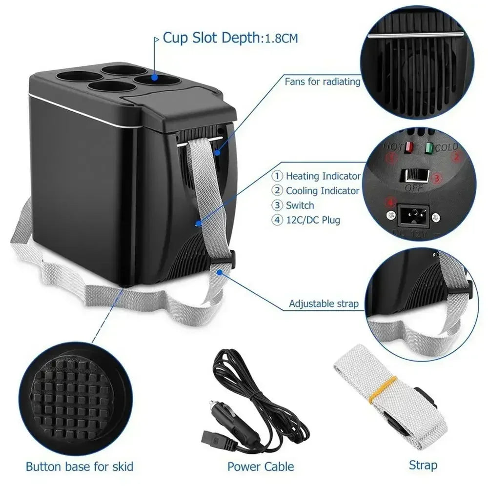 Wholesale Car Fridge 6L Mini Portable Insulated Electronic Ice Box 6L Refrigerator Air Conditioner Automobile Accessories