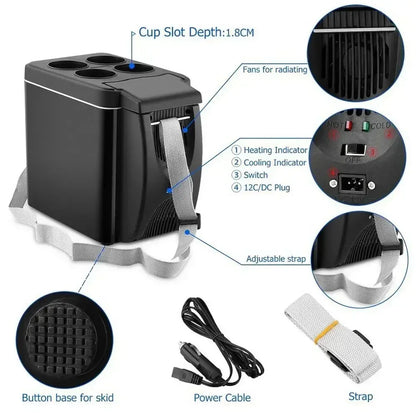 Wholesale Car Fridge 6L Mini Portable Insulated Electronic Ice Box 6L Refrigerator Air Conditioner Automobile Accessories