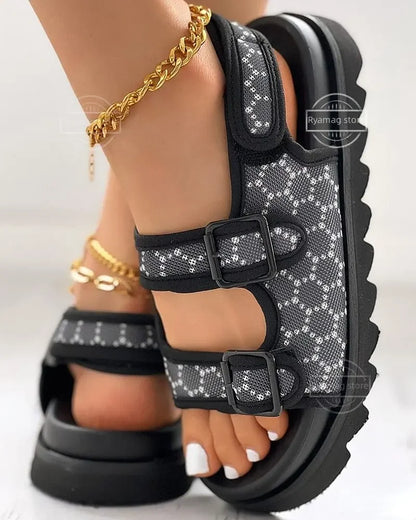 Sandal Women's Geometric Slingback Platform Sandals for The Beach Roman Sandal Platform Shoes Outdoor Beach Sandals