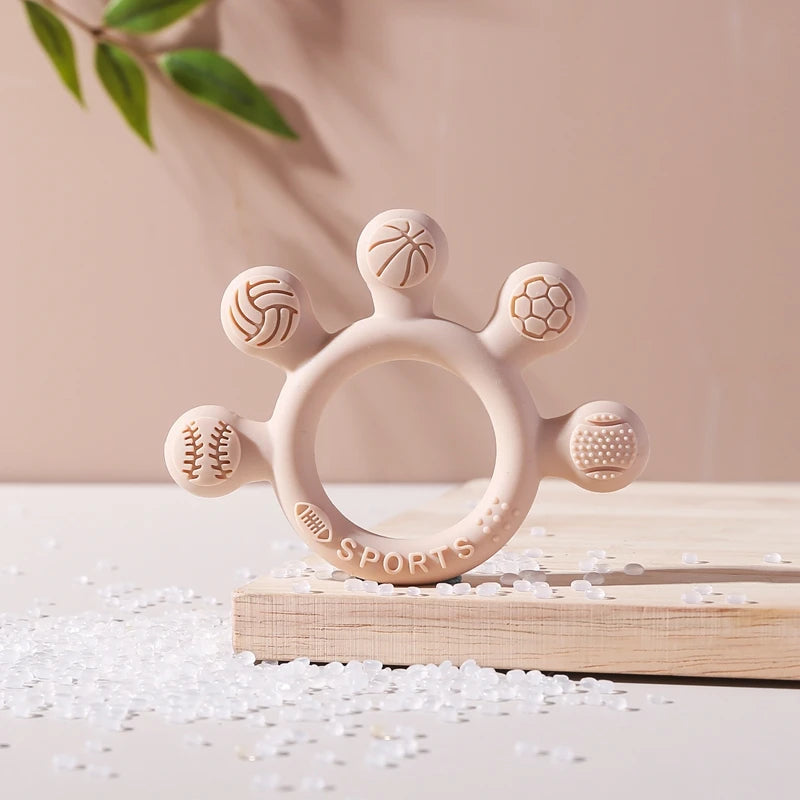 Silicone Baby Teether Toys 0-12Month Food Grade Toddlers Anxiety Teething Ring Sensory Toys Silicone Animal Soothing Accessories