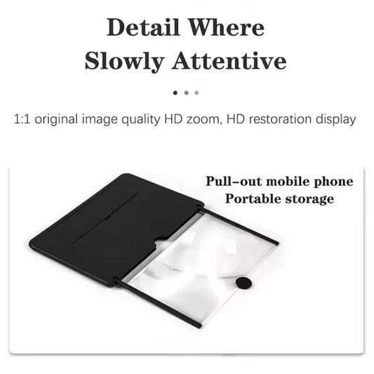 Screen Amplifier 10in 3D HD Phone Screen Magnifier Portable Pull Out Foldable Cell Phone Screen Enlarger for Movie Video Viewing