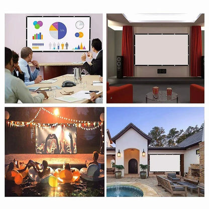 16:9 Simple Projector Curtain 60/72/84/100/120/150 inch Portable HD Display Screen Home Cinema Theater Movie Home Outdoor Office