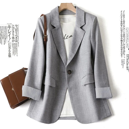 Office Lady Casual Blazers For Women 2024 Autumn Fashion Single Button Long Sleeve Outerwears New In Coats & Jackets Elegant
