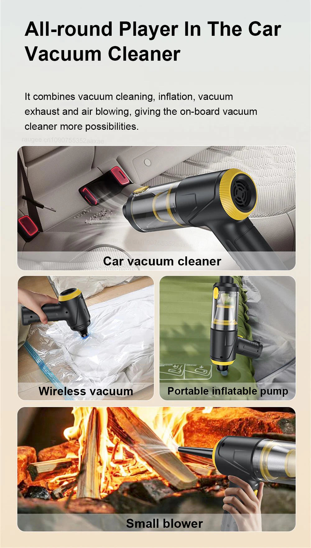 Car Vacuum Cleaner 12000PA Portable Vacuum Cleaner Strong Suction Handheld Vacuum Cleaner Wireless Vacuum Cleaner for Car Home