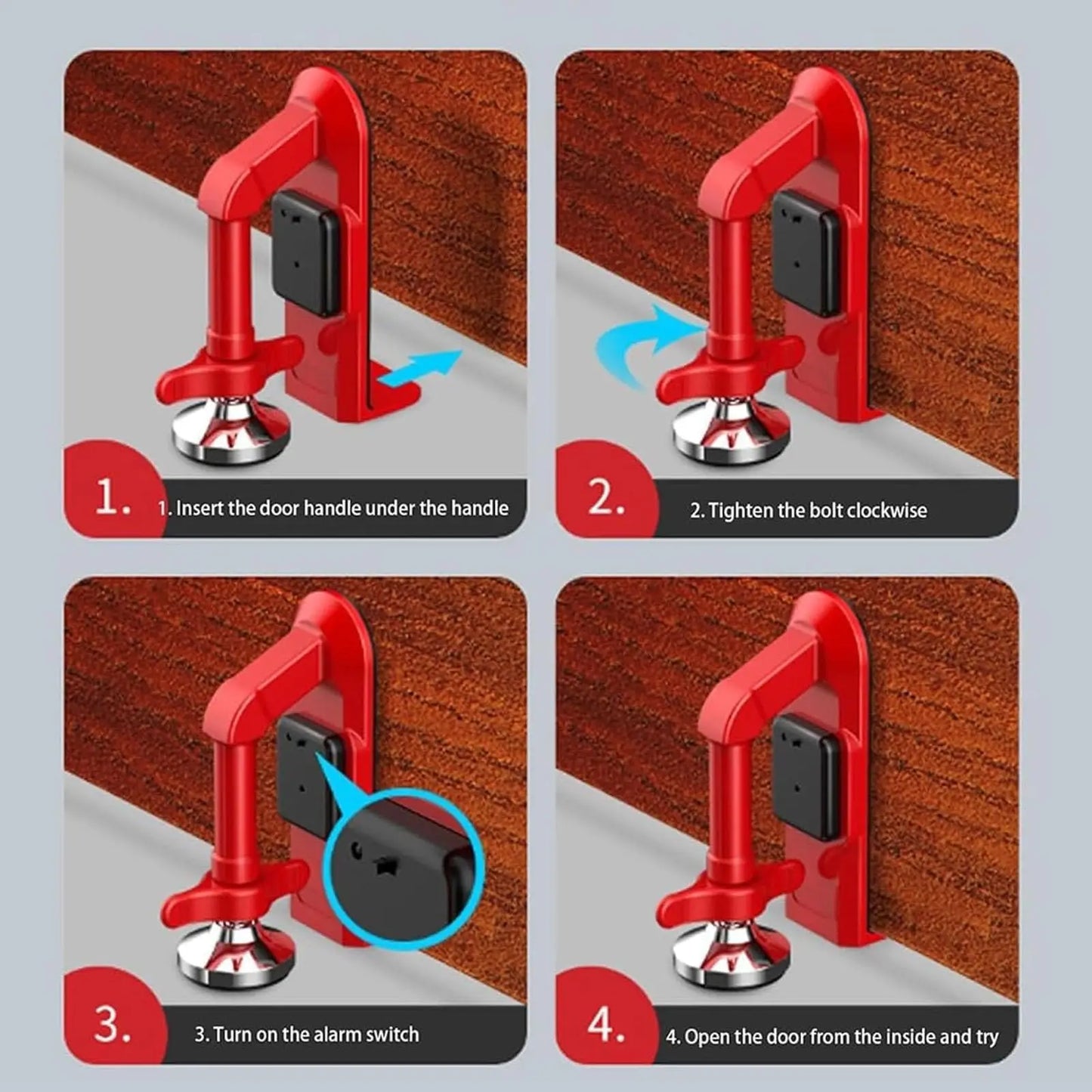 Portable Alarm Door Stopper Portable Door Lock Travel Anti Theft Door Blocker Door Stoppers Security No Drill Safety Door Stoppe