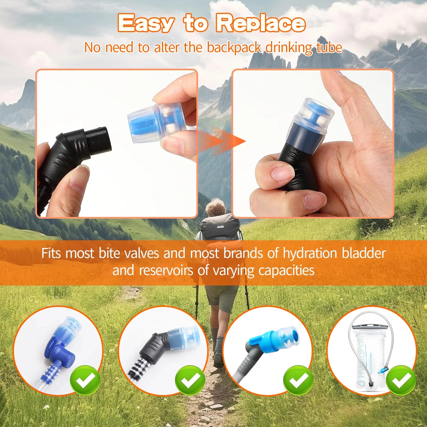 (2pcs/5pcs)Replace Bite Valve Nozzles Compatible with Osprey,Salomon&Hydrapak Hydration Reservoirs - BPA-Free,Silicone Sheaths
