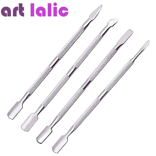 4pcs/Lot Stainless Steel Cuticle Remover Double Sided Finger Dead Skin Push Nail Cuticle Pusher Manicure Nail Care Tool