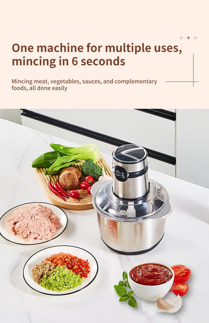 5L Electric Food Chopper Vegetable Chopper Small Food Processor Meat Grinder Mixer Electric Dicer Baby Food Processor