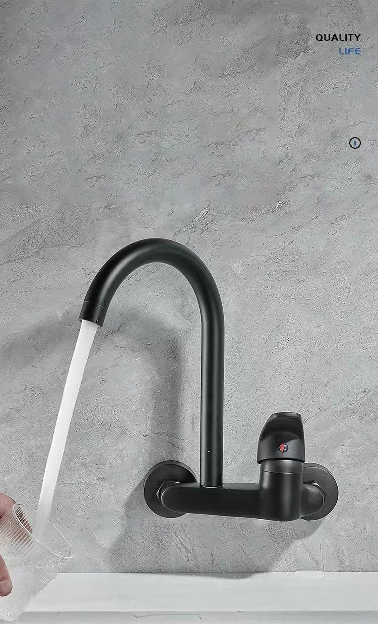 Dish sink faucet wall mounted double hole household sink sink sink sink sink wall outlet hot and cold water universal faucet