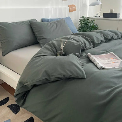Solid Color Four Piece Bedding Set for Children and Adults Double Bed Large Four Piece Duvet Cover Bed Sheet Pillow Cover
