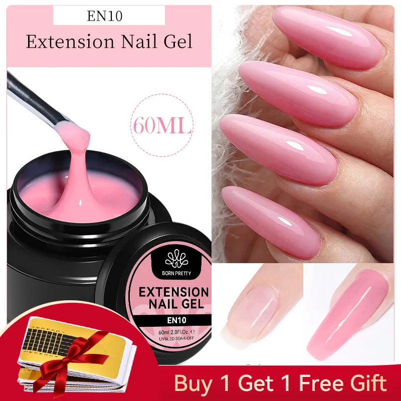 BORN PRETTY 60/30ml Hard Jelly Extension Nail Gel Polish French Nails Nude Pink White Clear Nail Supplies Gel for extension