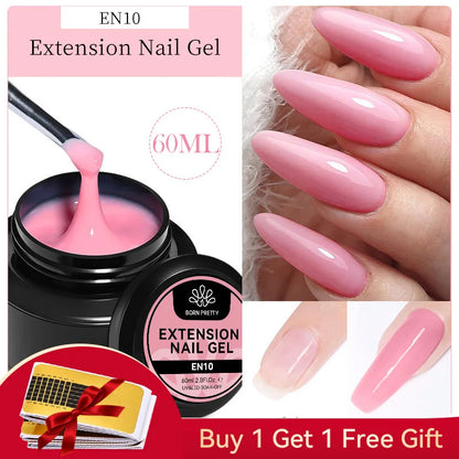 BORN PRETTY 60/30ml Hard Jelly Extension Nail Gel Polish French Nails Nude Pink White Clear Nail Supplies Gel for extension