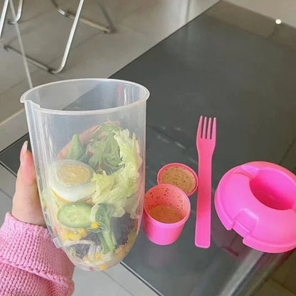 1PC/Portable Salad Cup Breakfast Salad Bowl with Fork School Lunch Box Food Storage Bento Box Yogurt Oatmeal Cereal Milk Cup