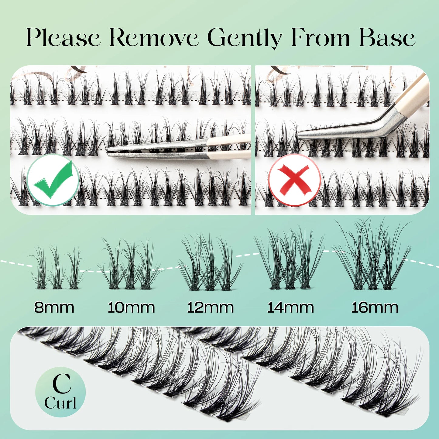 VYRILA Lash Extension Kit Wispy C Curl Lash Clusters Kit Hush 8-16mix Individual Lashes with Lash Bond and Seal Lash Tweezers