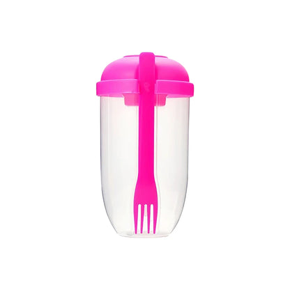 3 In 1 Portable Bottle Salad Container Bottle-Shaped Bento Salad Bowl For Lunch Salad Box With Fork Salad Bowl Milk Cup 1000ml