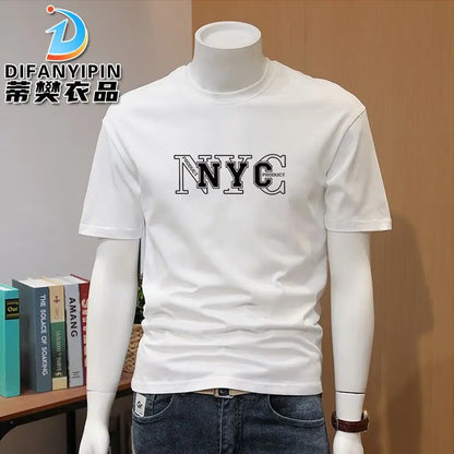 Men's T-shirts, Summer Round Neck Printed Trendy Men's Casual Versatile Short Sleeve Tops