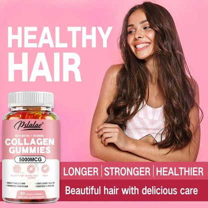 Collagen Gummies - Promotes Hydrated Skin, Healthy Hair, Stronger Nails, Reduces Wrinkles, and Improves Immunity Vegan