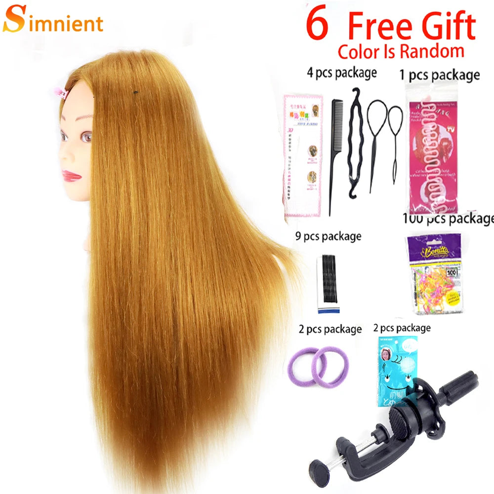 Cosmetology Mannequin Head With 25” 80% Real Hair For Braiding Hair Styling Training Head With Gift Hairdressing Salon Display