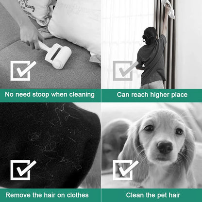 Long Handle Lint Roller Brush Pet Hair Remover Roller Retractable Dust Hair Roller Stick Tearable Clothes Bed Hair Removal Brush