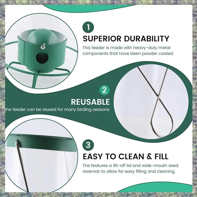 WON Droll Yankees Squirrel-Proof Wild Bird Feeder Outdoor Patio Wrought Iron Hanging Bird Feeder