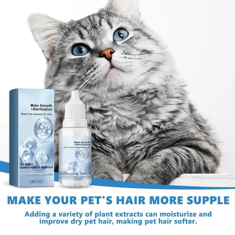 Pet Dry Cleaning Essence 20ml Portable Waterless Cat Oil Odor Eliminator Serum For Home Pet Essence Deodorizing