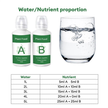 Fertilizer for Plants Plant Food A B Hydroponics Supplies 2 Piece Solution Growing System Accessories for Vegetables Fruits