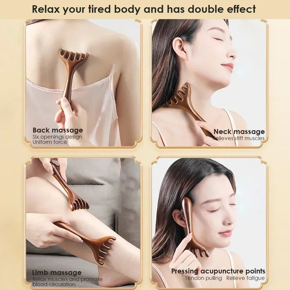 Scalp Massager Gua Sha Tool Wooden Massage Wood Comb Scalp Head Oil Massager Scalp Hair Comb Tools Hair Care