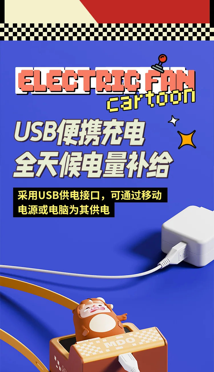Mini Fan Cartoon halterneck fan USB charging lazy fan portable handheld outdoor mini bladeless small fan