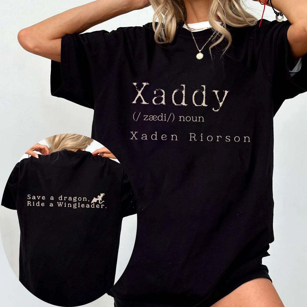 Retro Xaden Riorson Xaden Fourth Wing Shirt Rebecca Yarros Apparel Unisex Tee Cotton Shirt Fantasy Apparel Y2K Top Streetwear