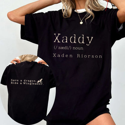 Retro Xaden Riorson Xaden Fourth Wing Shirt Rebecca Yarros Apparel Unisex Tee Cotton Shirt Fantasy Apparel Y2K Top Streetwear