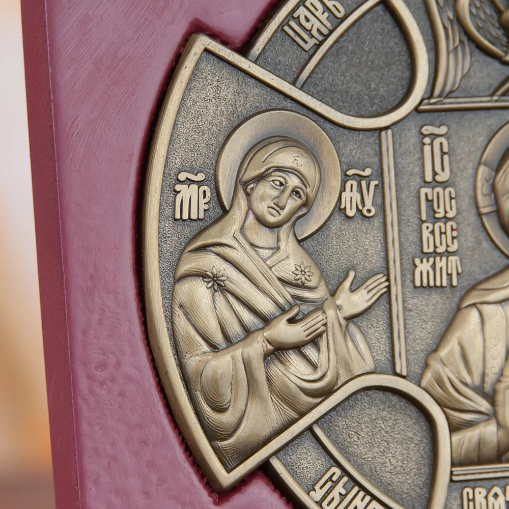 Orthodox Church Icon Metal Jesus Statue Religion Character Image Church Home Wall Hanging Wood Frame Icon