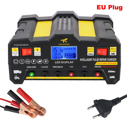 600W Car Battery Chargers 12V 12A / 24V 9A Output Quick Charging Intelligent Automatic Pulse Repair Home Storage Battery Charger