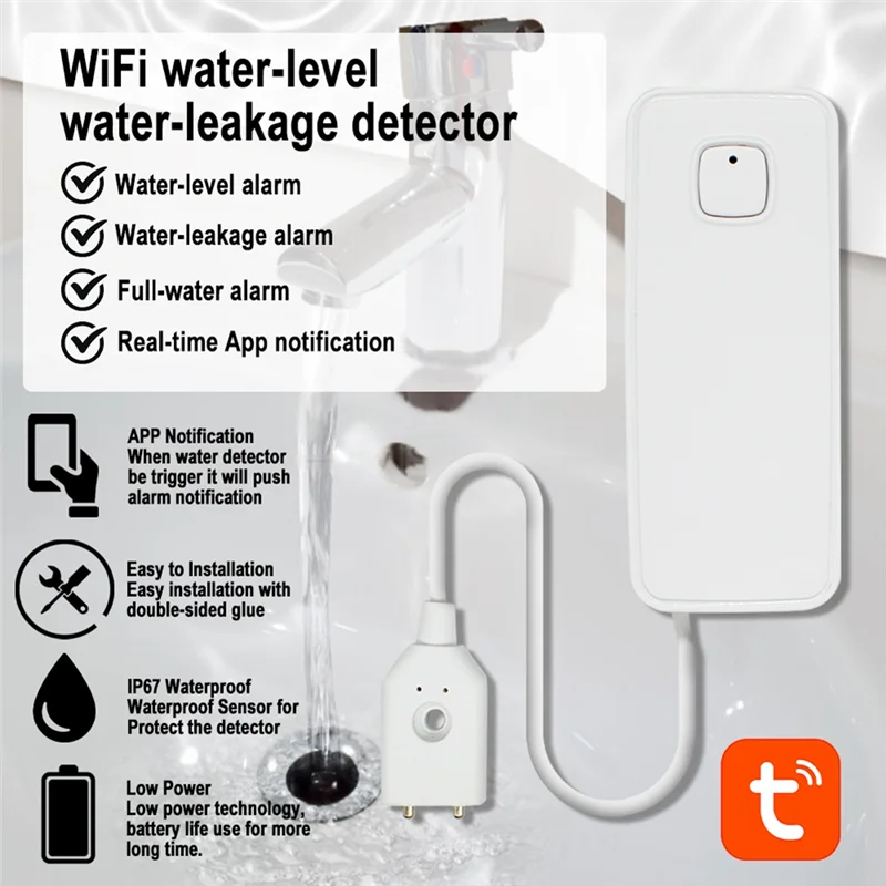 ABUO-Smart Switch Water Leakage Sensor Water Leakage Detection Alarm Detector Advanced Leak Detection