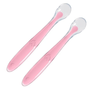 2pcs Baby soft silicone Spoon & PP Transparent Box Baby Feeding Soft Tip Tableware Learning Eat Training Auxiliary Tools