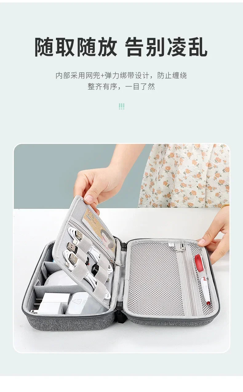 Large Capacity Travel Electronics Accessories Organizer Tablet Hard Disk Cable Portable Storage Bag EVA Airbag Travel Bags