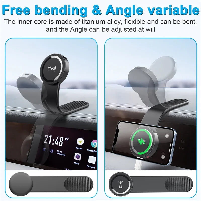 Magnetic Car Phone Holder Wireless Charger Car Fast Charging Dashboard Car Mount Bracket for iPhone 15 14 13 12 Pro Max Macsafe