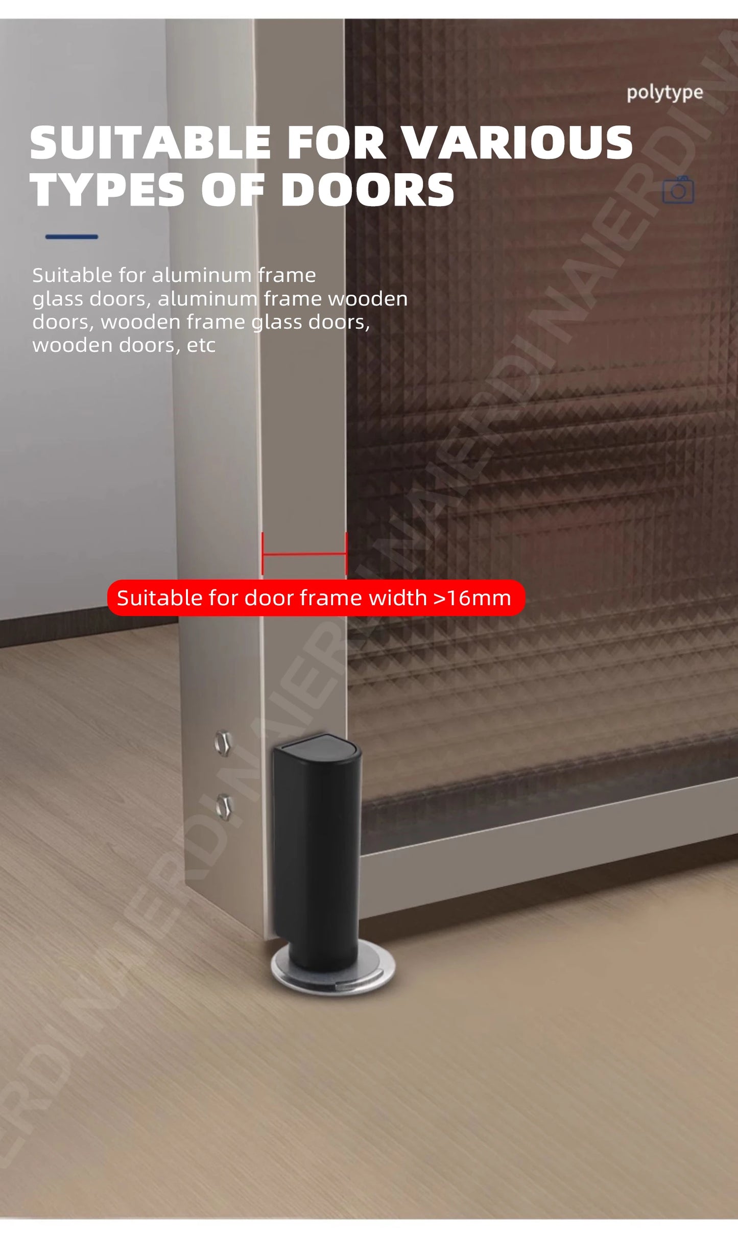 NAIERDI Magnetic Door Stopper Stainless Steel Heavy Duty Door Stop Black Nail-free Door Suction Door Holder Door Hardware